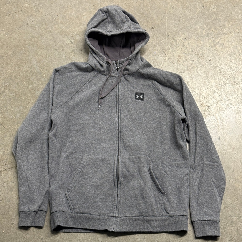 Under Armour Mens Rival Fleece Full Zip Hoodie Gray Raglan‎ Sweatshirt Large